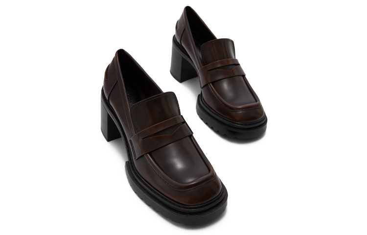Shop (W) 查尔斯与凯斯复古方头粗跟鞋‘深棕色’ CK1-60361373_DARKBROWN