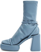 (Women) CHARLES & KEITH Square-Toe Sock Boots 'Blue Buckle Strap' CK1-60361354_BLUE (Women) CHARLES & KEITH Square-Toe Sock Boots 'Blue Buckle Strap' CK1-60361354_BLUE