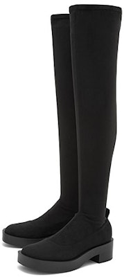 (Women) CHARLES & KEITH Square Toe Chunky Over-The-Knee Boots 'Black Texture' CK1-90360361_-BLACKTEXTURED Order (Women) CHARLES & KEITH Square Toe Chunky Over-The-Knee Boots 'Black Texture' CK1-90360361_-BLACKTEXTURED