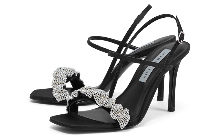 Order (W) CHARLES & KEITH Sandal Hak Tinggi 'Black Gemstone' CK1-60361402_BLACK