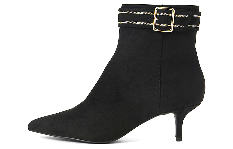 (Women) CHARLES & KEITH Textured Buckle Ankle Boots 'Black' CK1-90360338_BLACK
