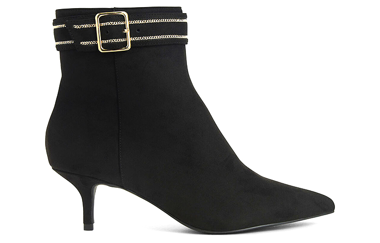 Order (W) CHARLES & KEITH 黑色纹理扣带短靴 CK1-90360338_BLACK