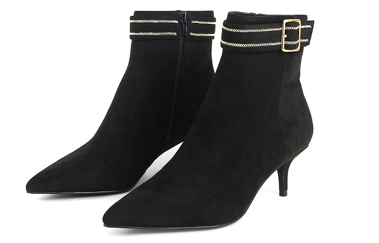 Lookbook (W) CHARLES & KEITH 黑色纹理扣带短靴 CK1-90360338_BLACK