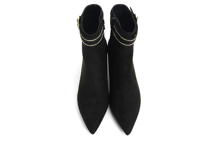 Shop (W) CHARLES & KEITH 黑色纹理扣带短靴 CK1-90360338_BLACK