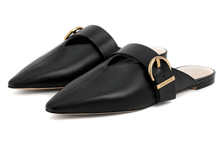 Lookbook (W) 查尔斯和基思 V型切口黑色后系带平底鞋 CK1-70380887_BLACK