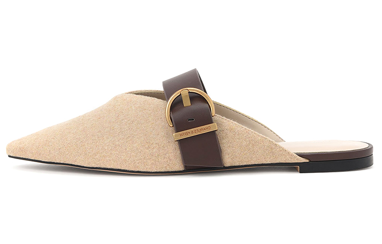 (Women) CHARLES & KEITH V-Cut Slingback Flats 'Khaki' CK1-70380887_BEIGE