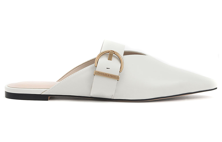 Order (W) (女性用) CHARLES & KEITH Vカットスリングバックフラット『ホワイト』CK1-70380887_WHITE CK1-70380887_WHITE