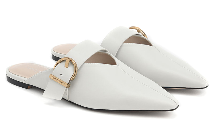 Lookbook (W) (女性用) CHARLES & KEITH Vカットスリングバックフラット『ホワイト』CK1-70380887_WHITE CK1-70380887_WHITE