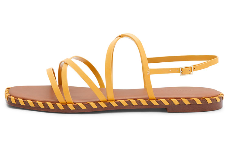 (Women) CHARLES & KEITH Woven Cross-Strap Flat Sandals 'Yellow Fashion' CK1-70900278_YELLOW