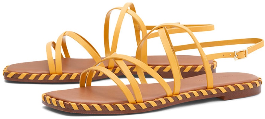 (W) CHARLES & KEITH Sandal Rata Beranyam Tali Silang 'Kuning Fesyen' CK1-70900278_YELLOW Order (W) CHARLES & KEITH Sandal Rata Beranyam Tali Silang 'Kuning Fesyen' CK1-70900278_YELLOW
