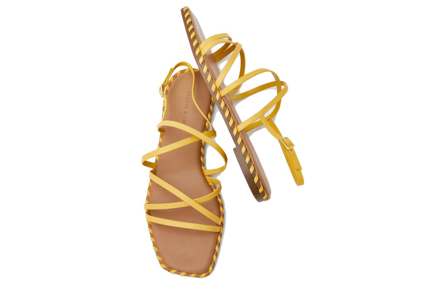 Shop (W) CHARLES & KEITH クロスストラップ サンダル (イエロー) CK1-70900278_YELLOW