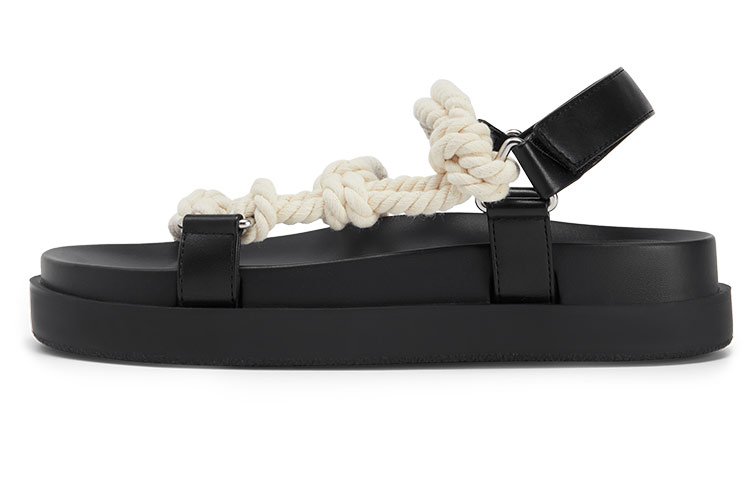 Buy CHARLES&KEITH 布料編織帶舒適厚底時尚涼拖 女款 黑色