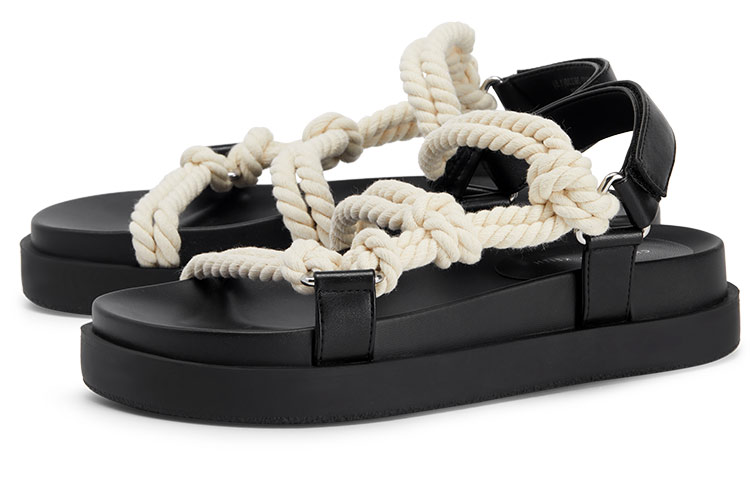 Order CHARLES&KEITH 布料編織帶舒適厚底時尚涼拖 女款 黑色