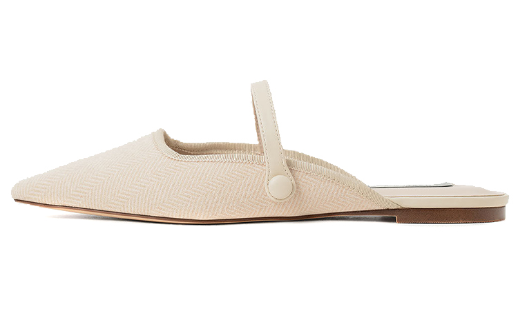(Women) CHARLES & KEITH Woven Fabric Mary Jane Mule 'Beige' CK1-70900317_BEIGE