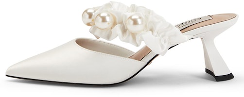 (Women) CHARLES & KEITH Woven Fabric Pearl Ankle Strap Stiletto 'White' SL1-60580032_WHITE (Women) CHARLES & KEITH Woven Fabric Pearl Ankle Strap Stiletto 'White' SL1-60580032_WHITE