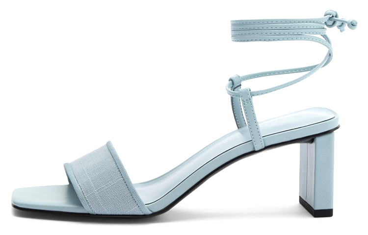 (Women) CHARLES & KEITH Woven Fabric Ribbon Lace-up Fashion Slide 'Light Blue' CK1-60920262_LIGHT-BLUE