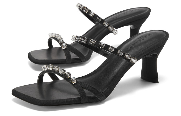 Shop (W) 查尔斯＆基思黑色编织露趾高跟时尚凉鞋 SL1-60280411_BLACK