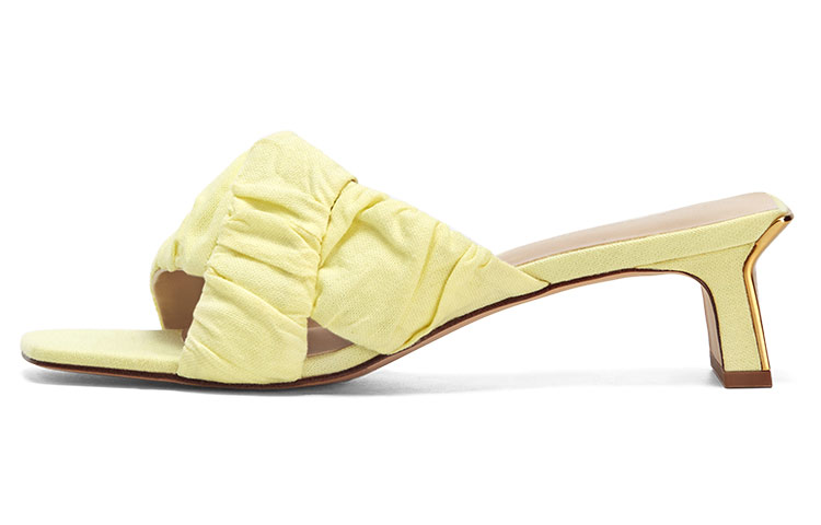 (Women) CHARLES & KEITH Woven Ruched Crossband Open-Toe Slide 'Yellow' CK1-61720105_YELLOW