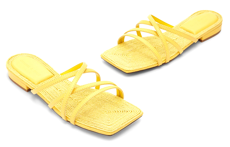 Shop (W) 查尔斯&凯斯编织带平底拖鞋“黄色” CK1-70900309_YELLOW