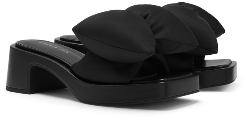 (W) CHARLES & KEITH リボン付チャンキーヒールスクエアミュール CK1-61720141 5