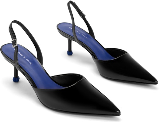 (W) CHARLES & KEITH Sepatu Hak Runcing dengan Tali 'Warna Hitam Sederhana' CK1-60920337 1