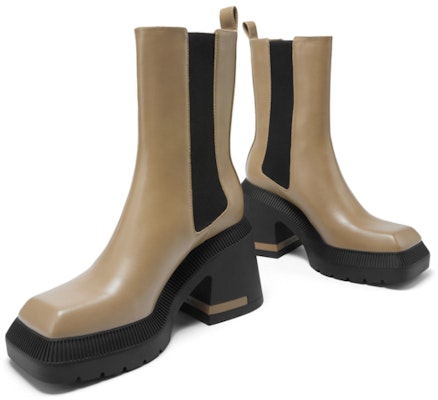 (Women) CHARLES & KEITH Block Heel Square Toe Boots 'Slim Chelsea' CK1-90580168 Cheap (Women) CHARLES & KEITH Block Heel Square Toe Boots 'Slim Chelsea' CK1-90580168