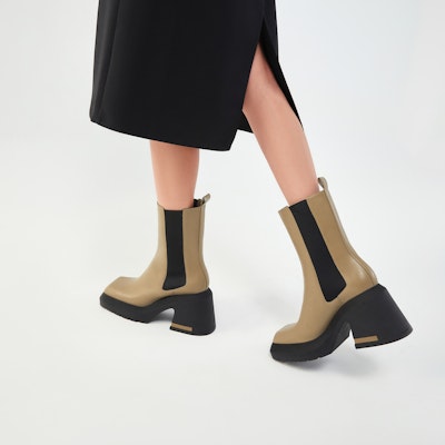 (Women) CHARLES & KEITH Block Heel Square Toe Boots 'Slim Chelsea' CK1-90580168 2
