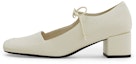 Buy (W) CHARLES & KEITH Kasut Tumit Rendah Persegi 'Pink Putih' dengan Ikatan Rambang CK1-60361366_CHALK