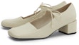 Order (W) CHARLES & KEITH Kasut Tumit Rendah Persegi 'Pink Putih' dengan Ikatan Rambang CK1-60361366_CHALK