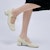 (W) CHARLES & KEITH Kasut Tumit Rendah Persegi 'Pink Putih' dengan Ikatan Rambang CK1-60361366_CHALK