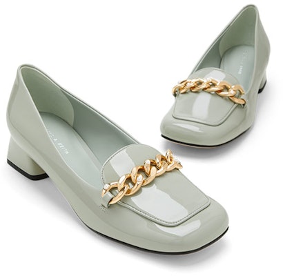 (Women) CHARLES & KEITH Charles & Keith Chain Detail Square Toe Low Heel 'Classic Black' CK1-60361424 3