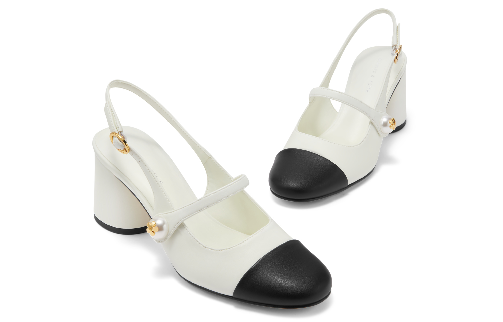Sizing (W) CHARLES & KEITH Tacón Bloque con Correa al Tobillo 'Tan' Colorblock CK1-61720149