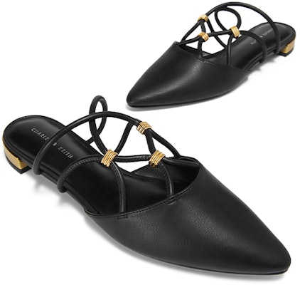 (W) CHARLES & KEITH クロスストラップフラットサンダル (黒) CK1-70920093_BLACK Lookbook (W) CHARLES & KEITH クロスストラップフラットサンダル (黒) CK1-70920093_BLACK