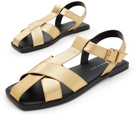 (W) CHARLES & KEITH メタリックゴールドクロスストラップサンダル CK1-70380940_GOLD Shop (W) CHARLES & KEITH メタリックゴールドクロスストラップサンダル CK1-70380940_GOLD