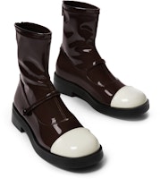 CHARLES&KEITH PU 時尚拼色彈力漆皮瘦瘦短靴 3.6公分 女款 3