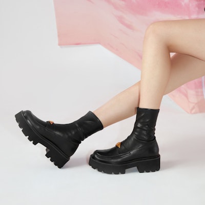 (Women) CHARLES & KEITH Elastic Platform Boot 'Retro Academy' CK1-90580157 Shop (Women) CHARLES & KEITH Elastic Platform Boot 'Retro Academy' CK1-90580157