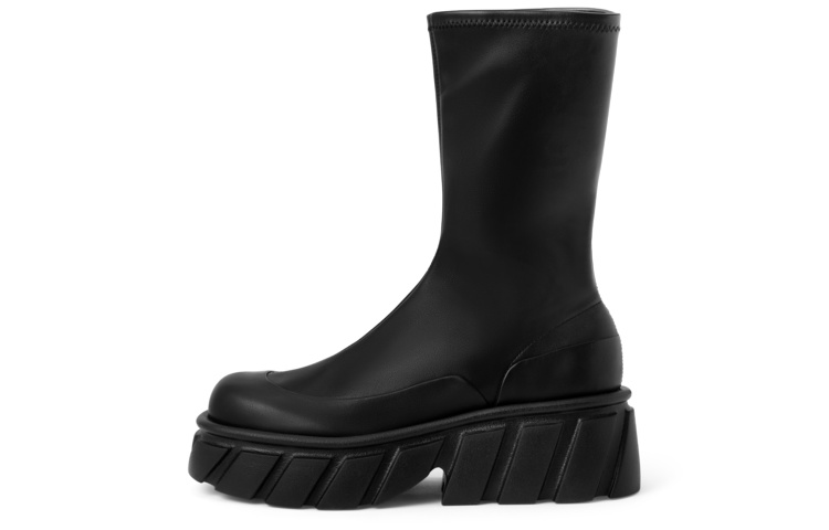 (Women) CHARLES & KEITH Elastic Slim Mid-Calf Boots 'Classic Platform' CK1-90280043