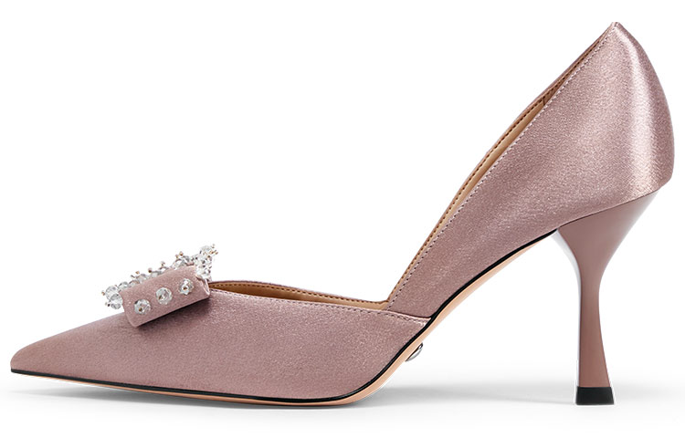 (Women) CHARLES & KEITH Fabric Bow-Embellished Pointed Toe Stilettos 'Brown' SL1-60360231_BROWN