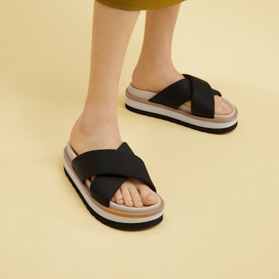 (W) CHARLES & KEITH 布クロスストラップ 厚底スライド CK1-70580207 Cheap (W) CHARLES & KEITH 布クロスストラップ 厚底スライド CK1-70580207