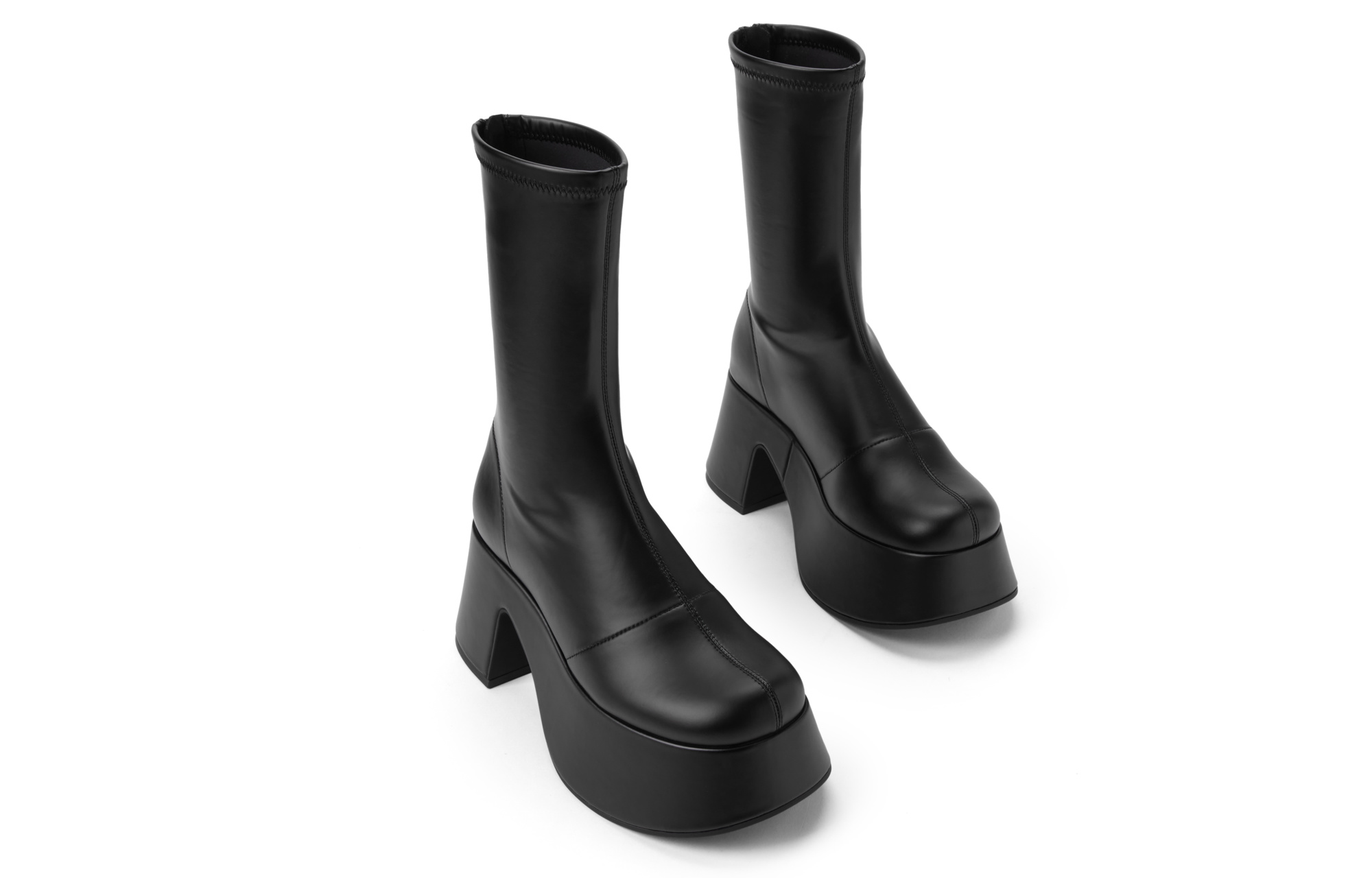 Lookbook 查爾斯＆凱斯 織物 時尚厚底彈力瘦瘦靴 短靴 女款