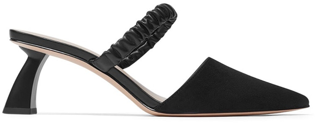CHARLES & KEITH PU織物褶皺繫帶尖頭高跟穆勒鞋 女款 黑色 Order CHARLES & KEITH PU織物褶皺繫帶尖頭高跟穆勒鞋 女款 黑色
