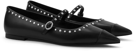 CHARLES & KEITH 布面 時尚鉚釘尖頭 平底 瑪麗珍鞋 女款 Order CHARLES & KEITH 布面 時尚鉚釘尖頭 平底 瑪麗珍鞋 女款