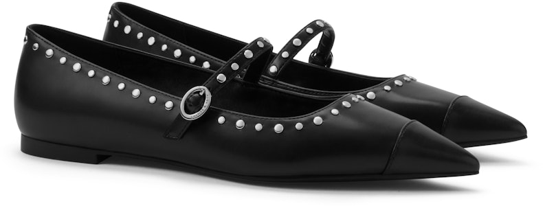 CHARLES & KEITH 布面 時尚鉚釘尖頭 平底 瑪麗珍鞋 女款 Order CHARLES & KEITH 布面 時尚鉚釘尖頭 平底 瑪麗珍鞋 女款