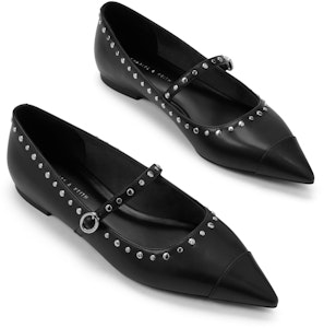 CHARLES & KEITH 布面 時尚鉚釘尖頭 平底 瑪麗珍鞋 女款 Lookbook CHARLES & KEITH 布面 時尚鉚釘尖頭 平底 瑪麗珍鞋 女款