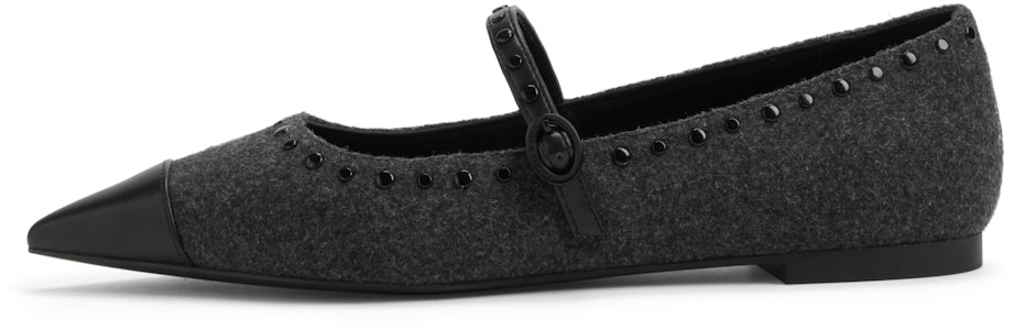 CHARLES & KEITH 布面 時尚鉚釘尖頭 平底 瑪麗珍鞋 女款 Shop CHARLES & KEITH 布面 時尚鉚釘尖頭 平底 瑪麗珍鞋 女款