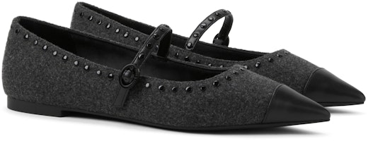 CHARLES & KEITH 布面 時尚鉚釘尖頭 平底 瑪麗珍鞋 女款 Purchase CHARLES & KEITH 布面 時尚鉚釘尖頭 平底 瑪麗珍鞋 女款