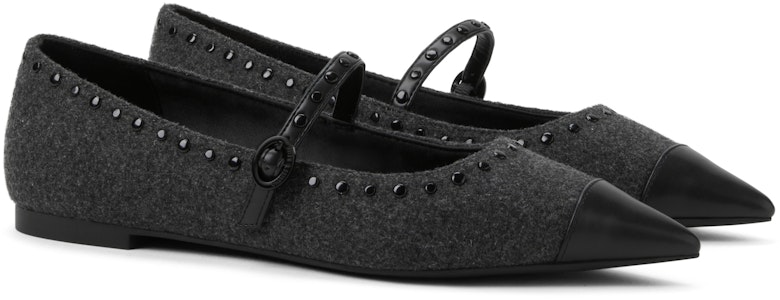 CHARLES & KEITH 布面 時尚鉚釘尖頭 平底 瑪麗珍鞋 女款 Purchase CHARLES & KEITH 布面 時尚鉚釘尖頭 平底 瑪麗珍鞋 女款