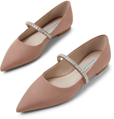 CHARLES&KEITH 織物 亮鑽一字帶尖頭平跟 休閒單鞋 女款 3