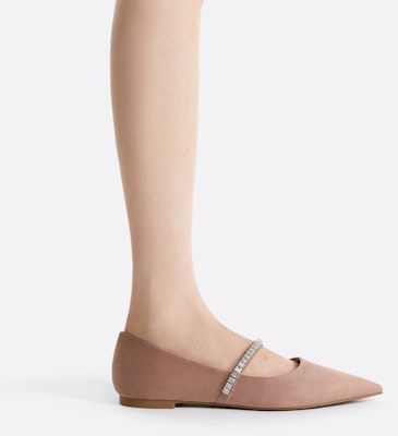 CHARLES&KEITH 織物 亮鑽一字帶尖頭平跟 休閒單鞋 女款 4