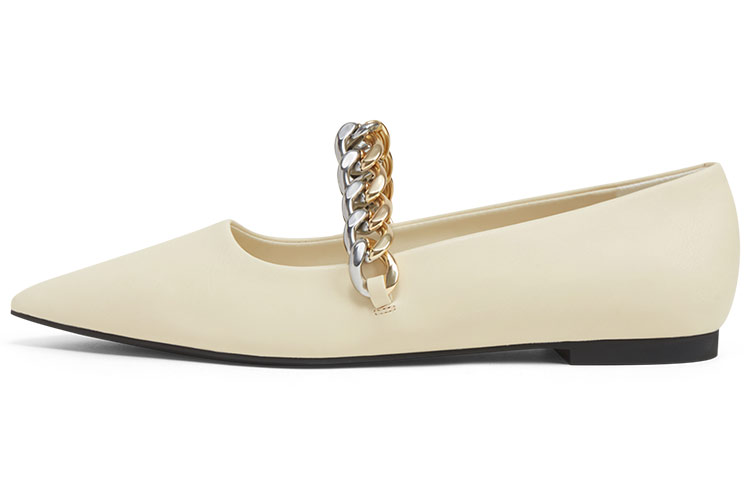 Buy (W) CHARLES & KEITH Zapatos Planos Punta Fina 'Rosa Blanco Cadena' CK1-70900378_CHALK